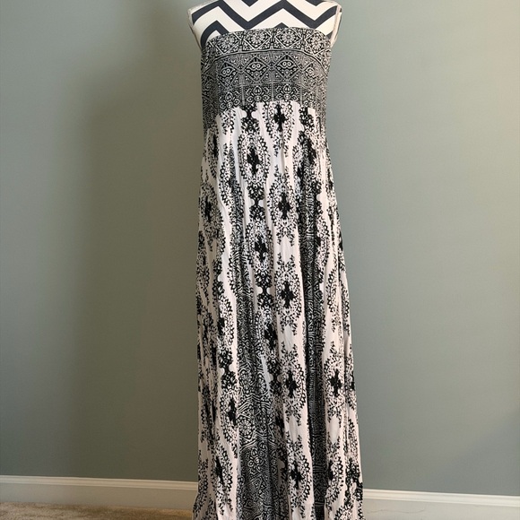 Free People Black and White Strapless Maxi Dress - Picture 3 of 4